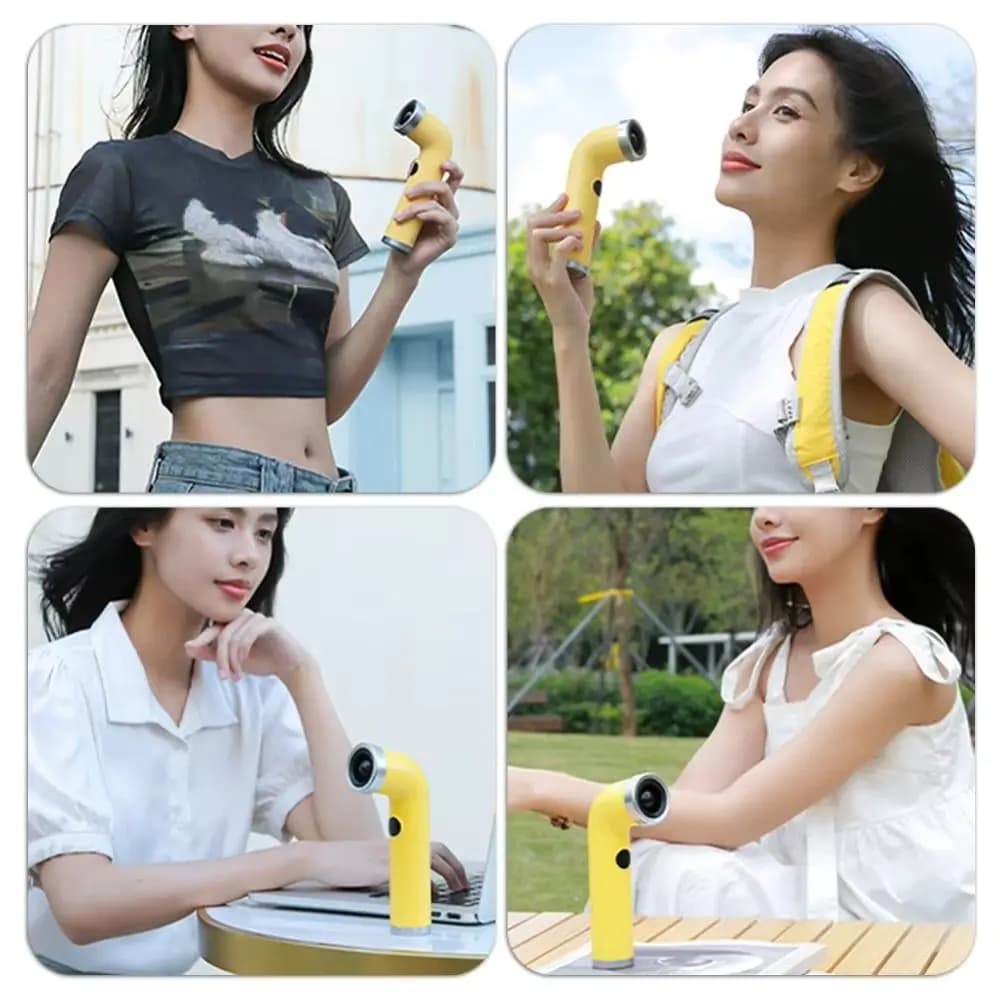 Curved Design Bladeless Handheld Hair Dryer Digital Screen Type C Interface Bladeless Handheld Fan 3000mAH Battery Compact Size