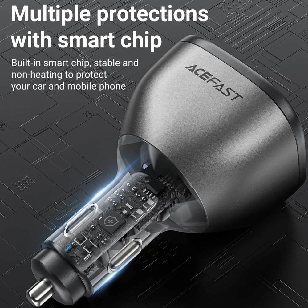 ACEFAST Caricatore per telefono a ricarica rapida USB C da 140 W in auto per iPhone 16 15 Adattatore di ricarica Qucik doppio USB C per tablet MacBook Air