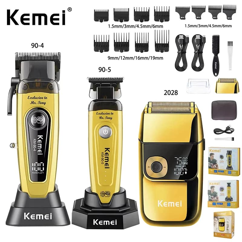 Kemei KM-90-4 90-5 Professional Electric Hair Clippers USB Rechargeable Barber Trimmer KM-2028 Men's Electric Shaver Clipper Kit