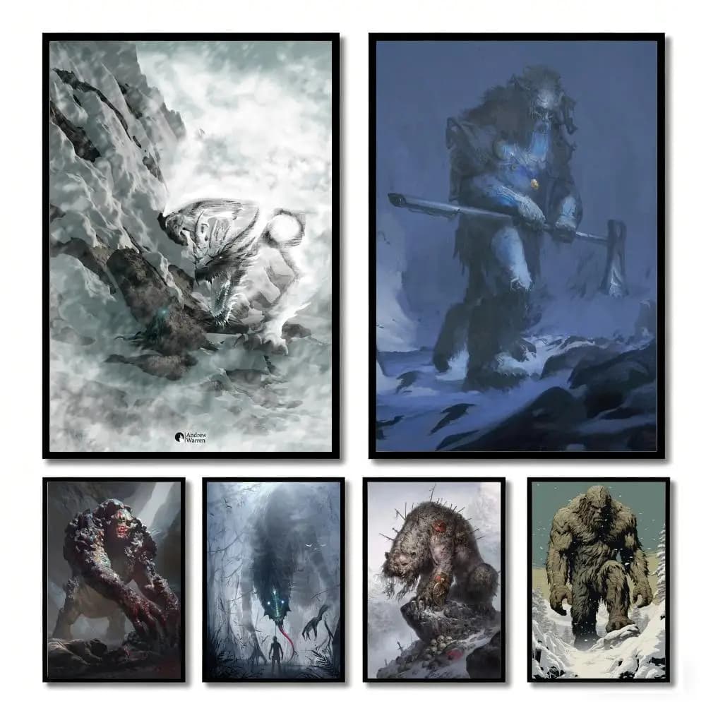N-Norse mythology J-Jotunn Painting Calligraphy Canvas HD Print Aesthetic and Posters For Home Room Cafe Club Dorm Wall Decor