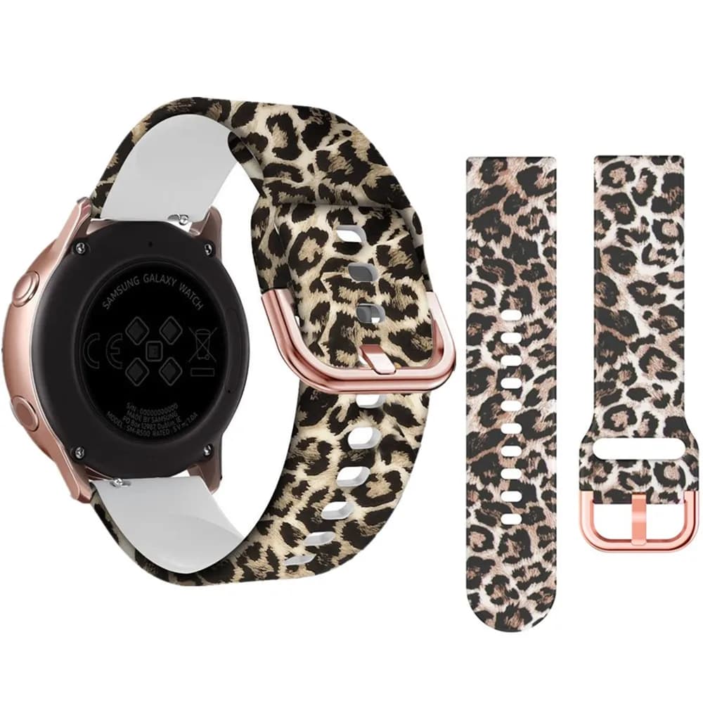 Cinturino stampato leopardo 18 20 22mm per Samsung Galaxy watch7/FE/6/5/4/5pro Bracciale in silicone da 45mm per Huawei watch GT2 3 42mm Band