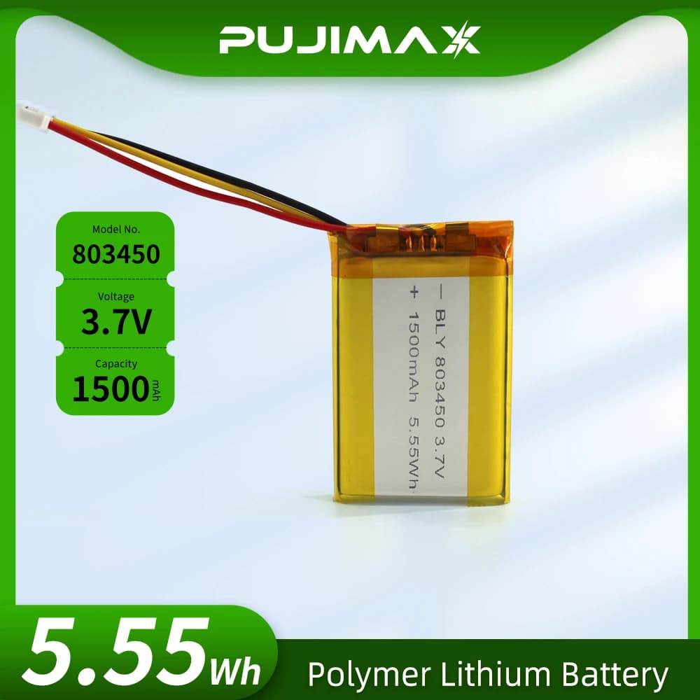 Batteria ricaricabile LiPo ai polimeri di litio PUJIMAX 3.7V 1500mAh con connettore PH 1.25mm a 3 pin per MP3 DVD PAD Fotocamera GPS Laptop 803450