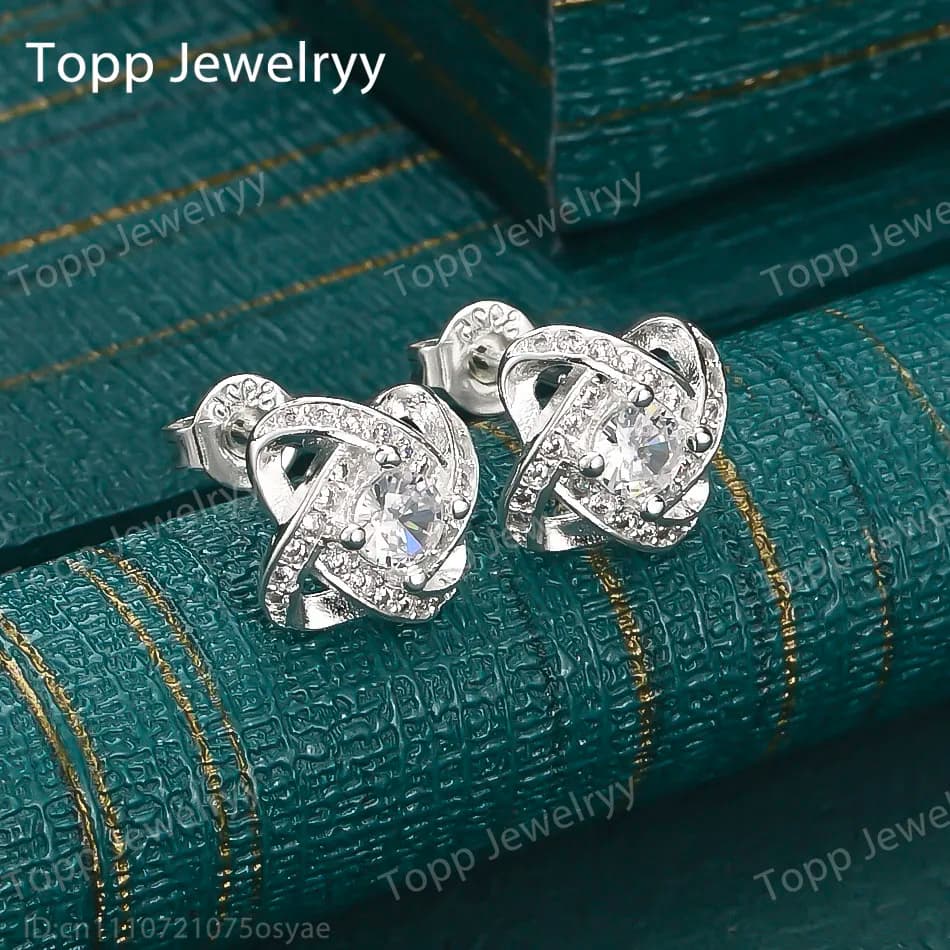 Elegant Sterling 925 Sterling Silver Rotating Earrings with Zirconia, Fashion Jewelry Accessories for Women Gifts