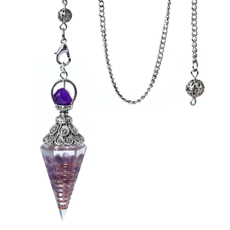 Natural Stone Crystal Chips Resin Pendulum Pendant 18x60mm Dowsing Pendulum Jewelry Accessories for Divination Meditation Gift