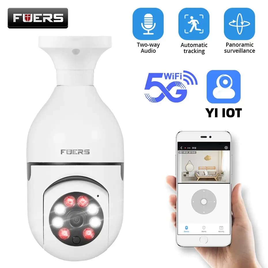 Fuers 5G Wifi IP E27 lampadina telecamera di sorveglianza visione notturna telecamera domestica Wireless 2MP CCTV protezione di sicurezza Video Baby Mini Cam