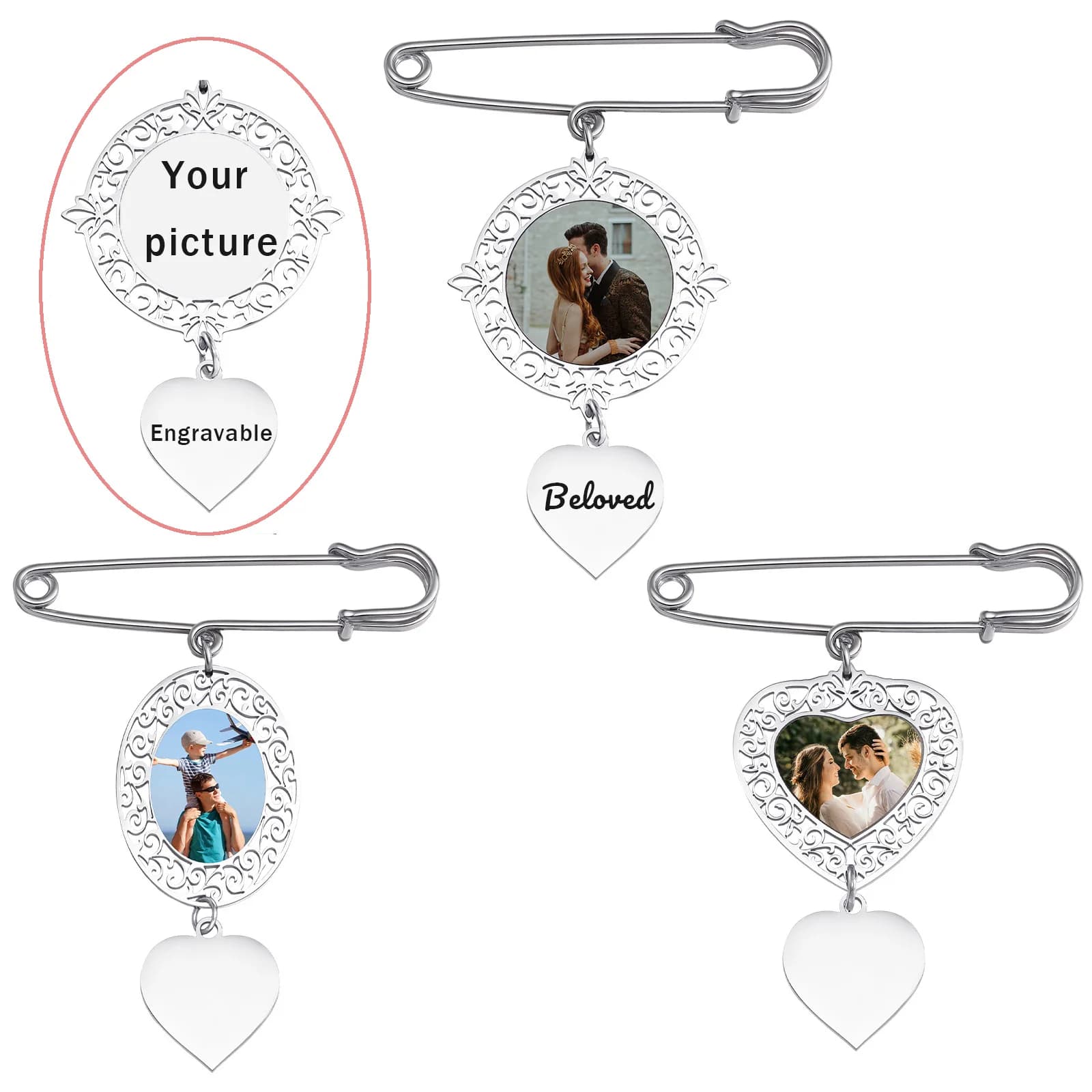 Spille con stemma con immagine personalizzata Spilla Spilla personalizzata fai-da-te Accessori placcati in argento Zaino unisex Regali per la famiglia