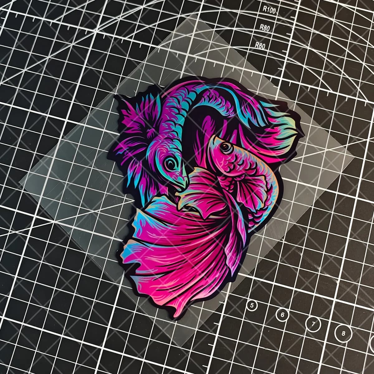 2D Koi Fish Lucky Decal, Waterproof Self-Adhesive Vinyl Sticker for Car, Motorcycle, Laptop & Smooth Surfaces