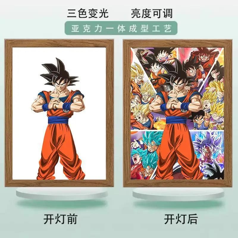 Anime periferiche Dragon Ball Goku Vegeta Lighting Painting room LED Night Light cornice per foto decorazione pittura regalo per il giorno dei bambini