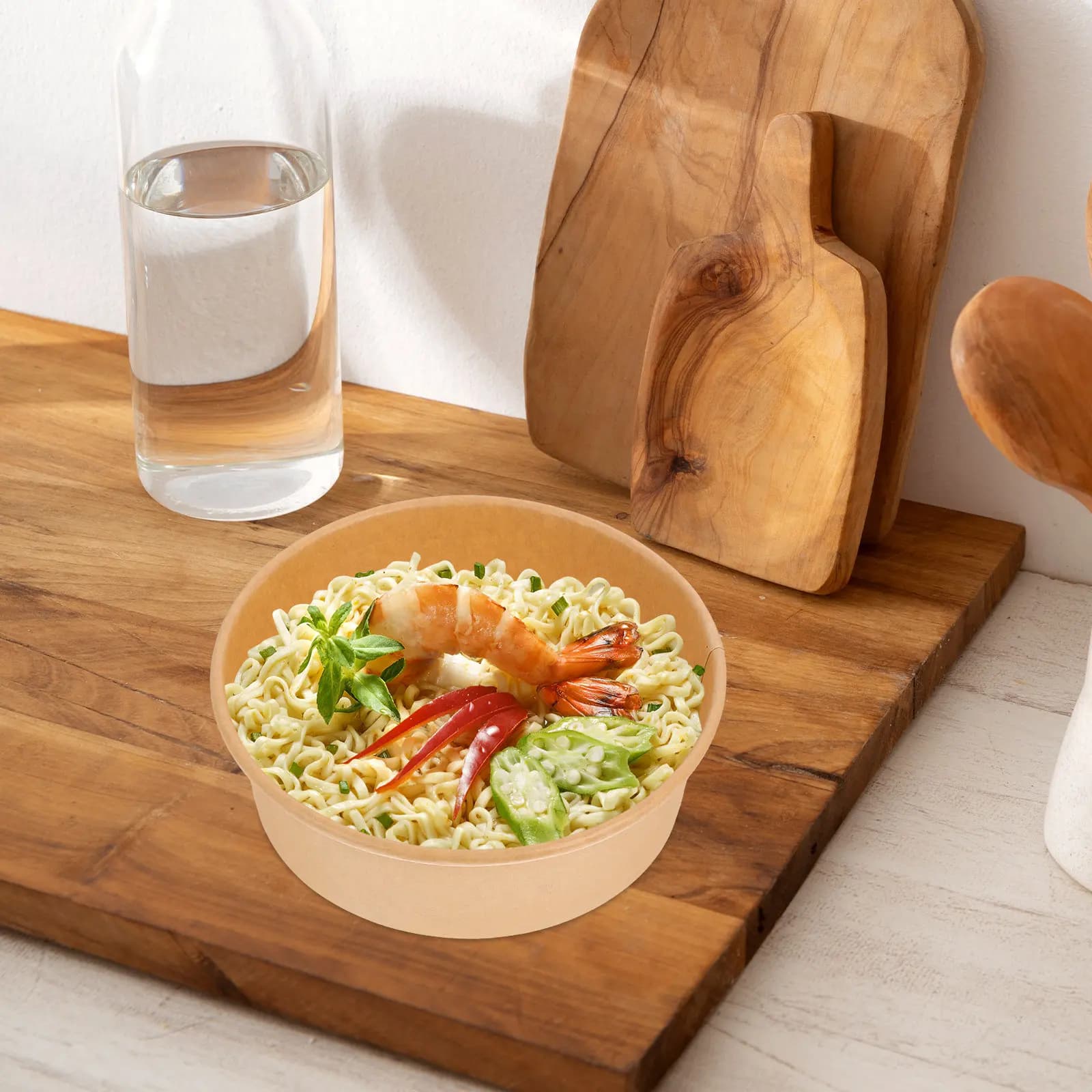 100Pcs Kraft Paper Cylindrical Food Container Lid Sturdy Soup for Takeout Lunch Picnic Office Hot Food