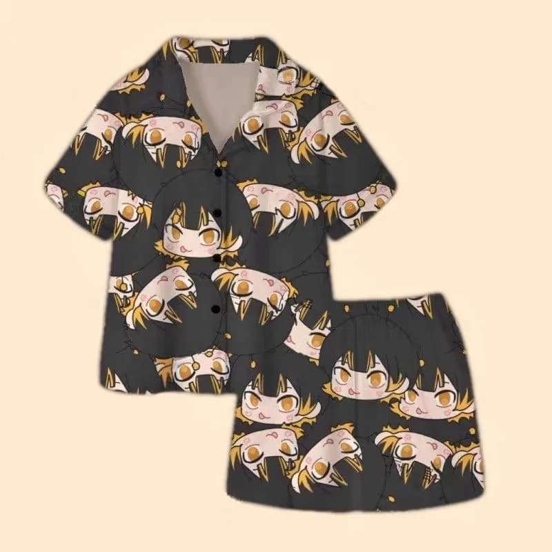 Blue Prison Thousand Cut Leopard Horse Pajamas Women's Summer Short sleeved Shorts Anime Makoto Shirou Pure Cotton