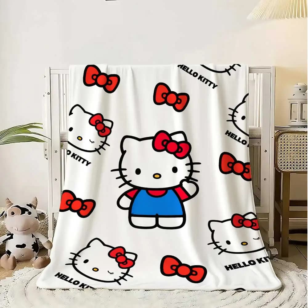 Kawaii Hellos Cat Nap Coperta Divano Inverno Soffici coperte morbide per letto Decorazione camera da letto di casa Copriletto Il tiro al ginocchio caldo