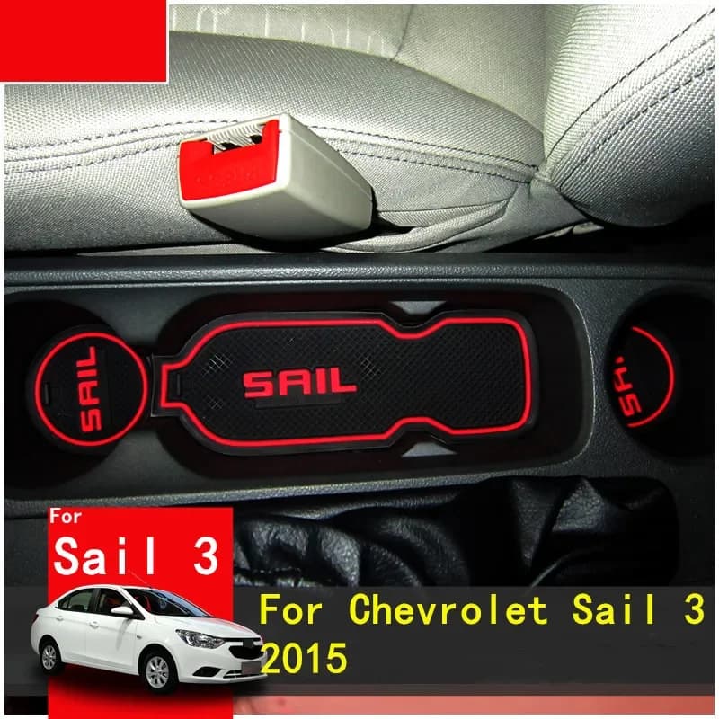 Per 2015-2018 Chevrolet Sail 3 tappetino in gomma 3D porta Slot Pad cuscino per tazza Groove Mat Lnterior tappetino antiscivolo accessori auto