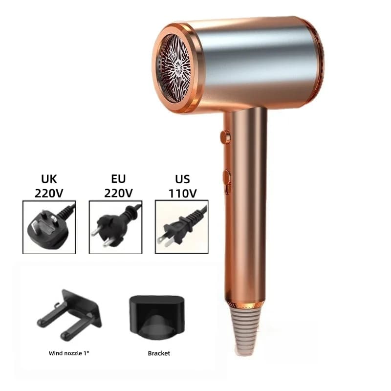New low radiation hairdryer with UK/US/EU plug, quick drying in 29 seconds, hair dryer with free negative blue light hammer ultra silent