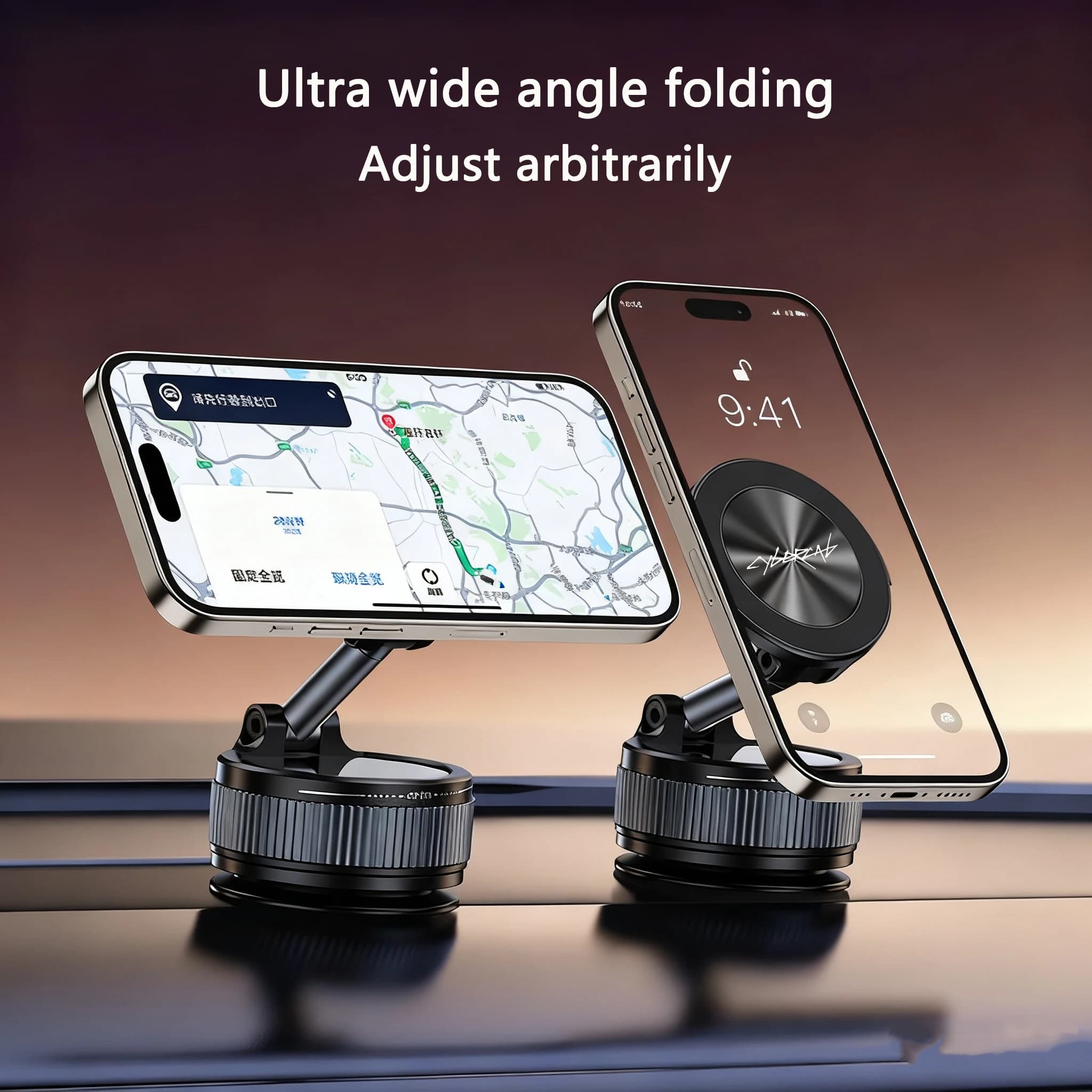 Per Tesla Cybertruck Supporto per telefono per auto con aspirazione magnetica a vuoto 360 ° Supporto per telefono pieghevole magnetico regolabile con rotazione