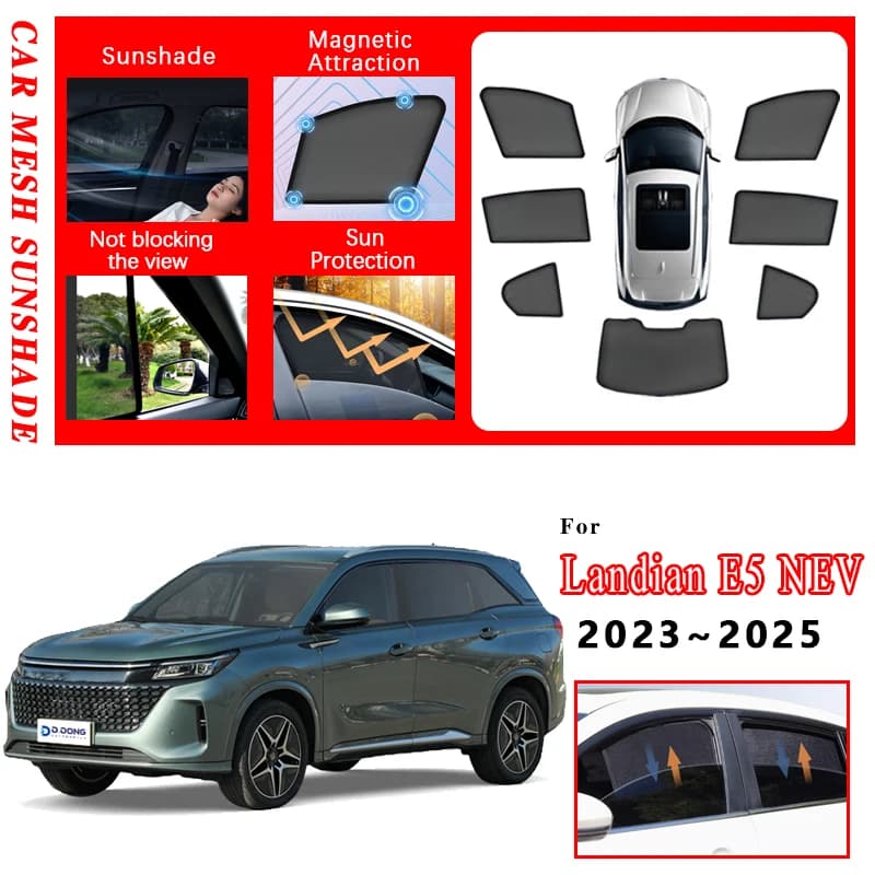 Car Sunshades Pad For DFSK Landian E5 NEV Accessories 2023~2025 Anti-dirty Cover Sun Coverage Sunscreen Window Visor Sun Shades