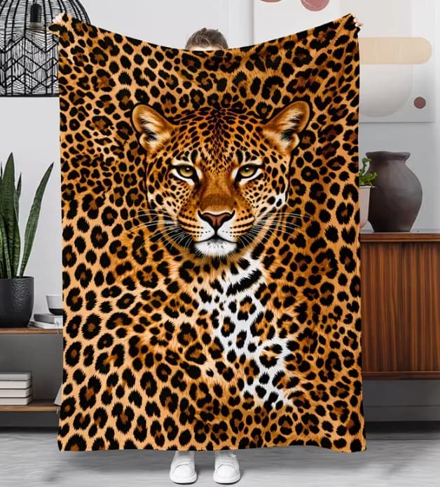 Wild Fashion Leopard Leopard Flannel Blanket Trendy Individual Animal Cover Blanket All-Season Living Room Sofa Decor Blanket