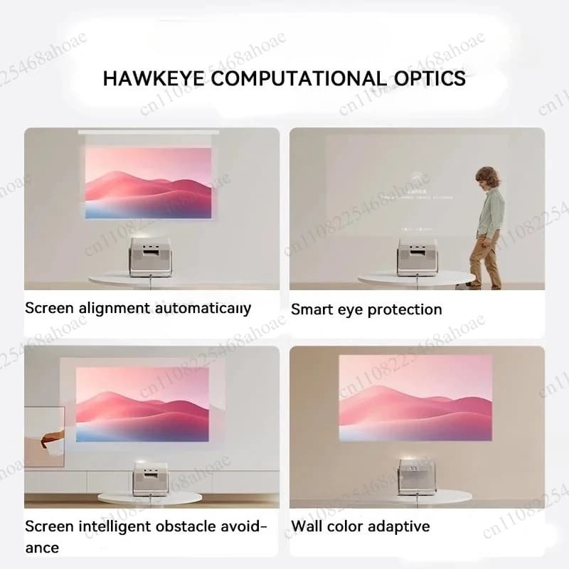 RS10 mini Portable Three Color Laser Projector 1080P 1250ANSI PTZ Auto Rotate Eye Care 3D Android WiFi Smart Home Theater Cinema