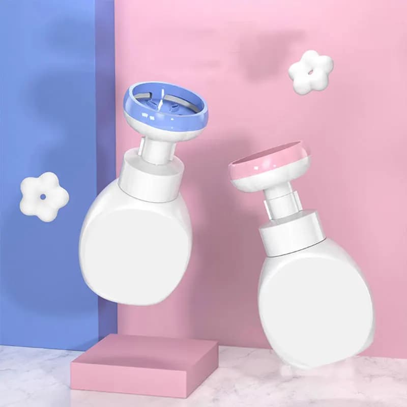 Flower Stamp Dispenser di sapone liquido pompa di schiuma premere bottiglia vuota per detergente viso pompa per zuppa a mano bottiglia accessori per il bagno