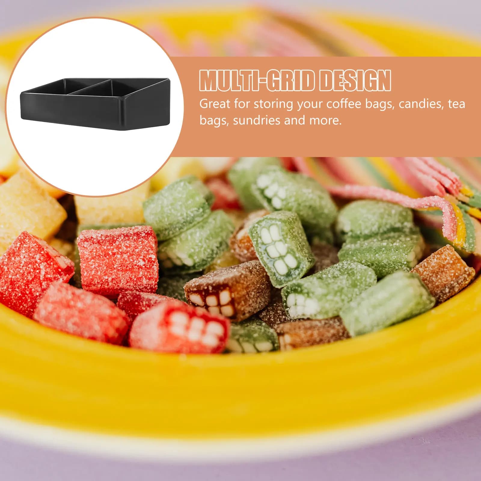 Smooth Edge Tea Box Multi Grid Storage Container for Tea Bags Coffee Packets Sugar Bags Candy Snacks Jewelry Versatile Organizer