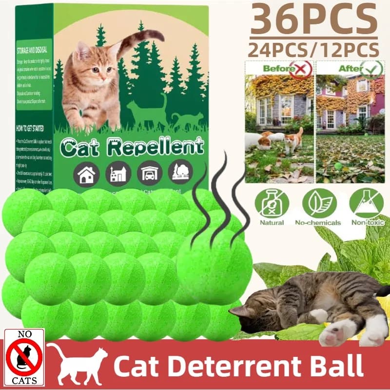 1/2/3 scatole di detersivo per gatti olio di menta piperita naturale per interni ed esterni palla deterrente per gatti repellente per cani mantenere i gatti fuori dal prato giardino