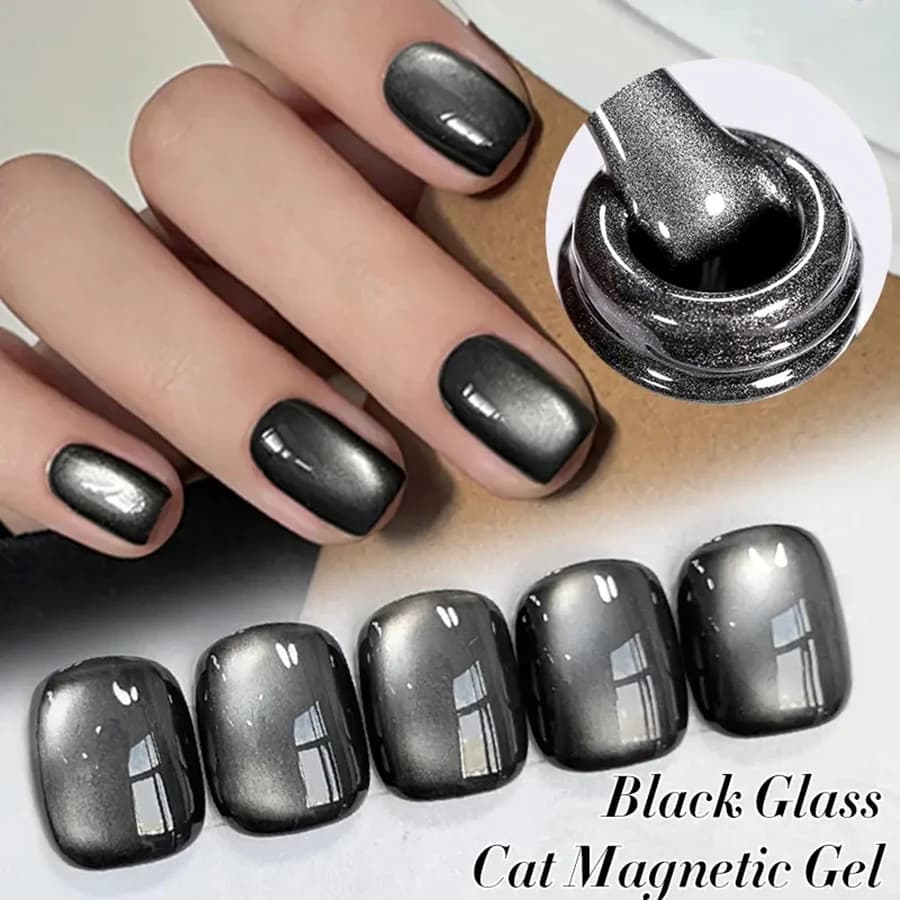TC Gel magnetico gatto cristallo nero Smalto per unghie gel glitter scintillante Gel UV semipermanente Nail art senza bisogno di colore base