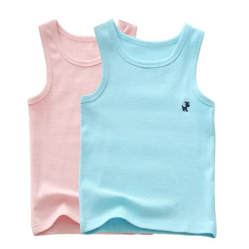 Moda Bambini T-shirt per ragazze Colore caramella Neonati maschi T-shirt grafica Gilet in cotone Top Abbigliamento estivo per bambini T-shirt senza maniche