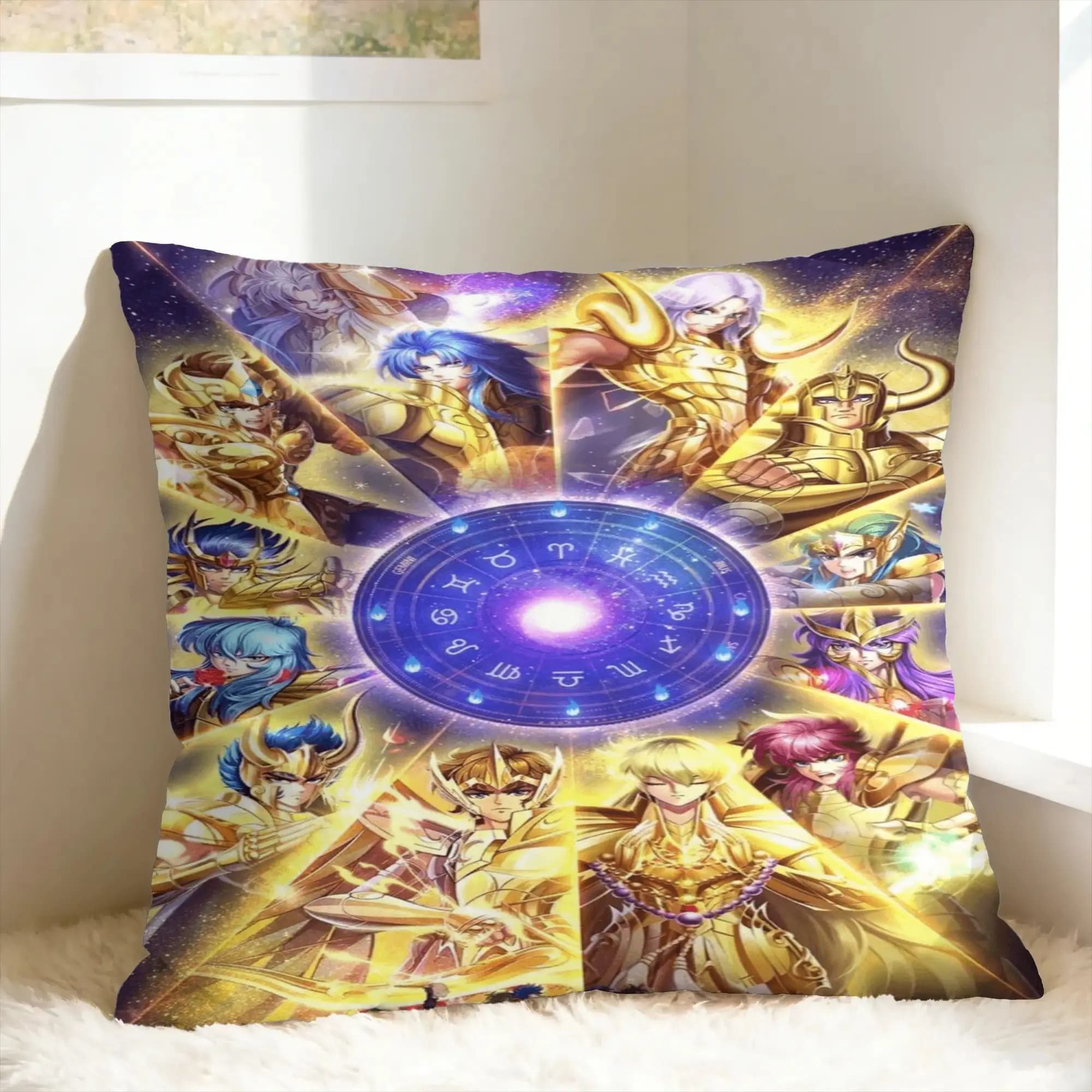 The Knights Pillow Case Saint Seiya Retro Trendy Pillow Cover Print Pillowcases For Chair Sofa Home Decor