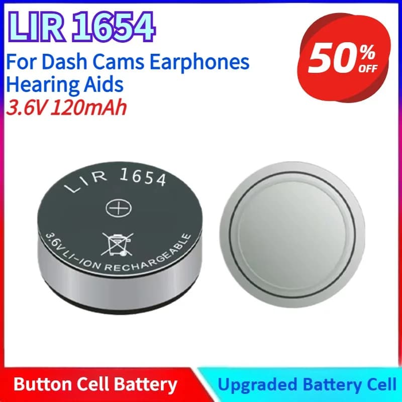 New 3.6 V Lithium Ion Rechargeable Button Batteries for Auricolari Hearing Aids Lead-out Available