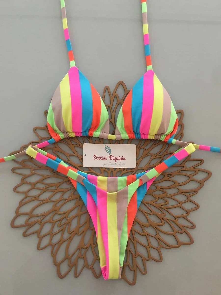 2026 New Sexy Retro Stampe Bikini brasiliano Costumi da bagno donna Costumi da bagno con lacci Micro Biquini Costumi da bagno Beachwear