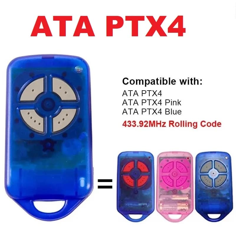 Telecomando per Porta del Garage ATA PTX4 433.92MHz Securacode ATA PTX-4 Blu con Codice Rolling per Controllo Cancello Elettrico