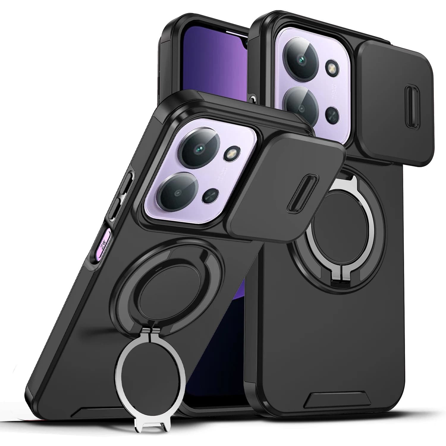 Custodia per Xiaomi Redmi 15C 4G 5G 173 171 con Anello Magnetico, Protezione Scorrevole per Fotocamera e Supporto Magsafe per Ricarica Wireless