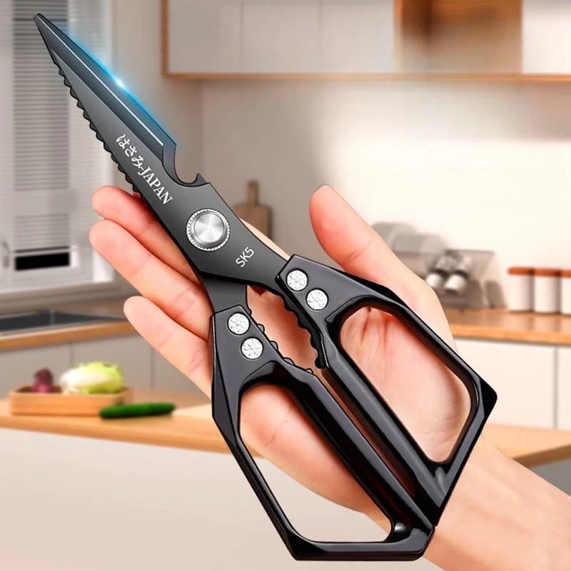 Forbici da Cucina Giapponesi, Cesoie Resistenti Placcate in Titanio Nero per Lavorazione di Pollo e Pesce