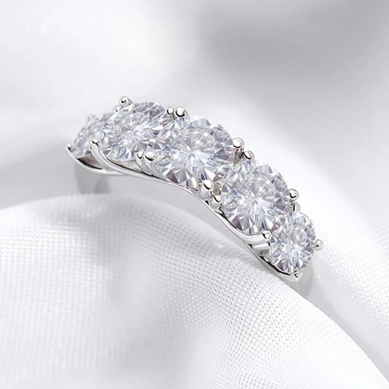 Gold Tone Plated S925 Sterling Silver 3.6CT 5 Stones D VVS1 Moissanite Wedding Ring GRA Certified Stackable Engagement Fine Jewelry Gift For Women