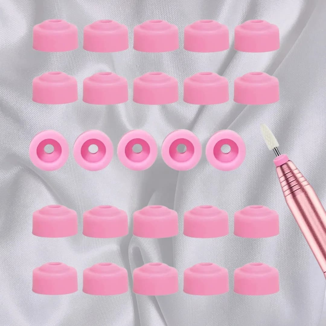 5/10/20/50pcs Trapano per unghie Protezione in plastica Tappi rosa utilizzati su punte per trapano per unghie da 3/32 "Accessori elettrici Strumenti per unghie Prevenire la polvere