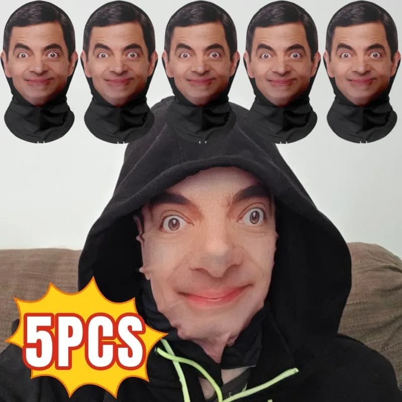 1-5PCS 3D Cosplay Mr. Bean Maschera Divertente Maglia Elastica per Gli Uomini Donne Cosplay Gioco di Ruolo Copricapo Regali di Natale Capodanno