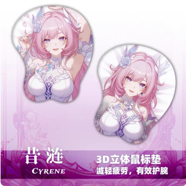 Anime Honkai:Star Rail Cyrene Cosplay 3D morbido gel di silice mouse pad poggiapolsi tastiera da gioco scrivania tappetino regali