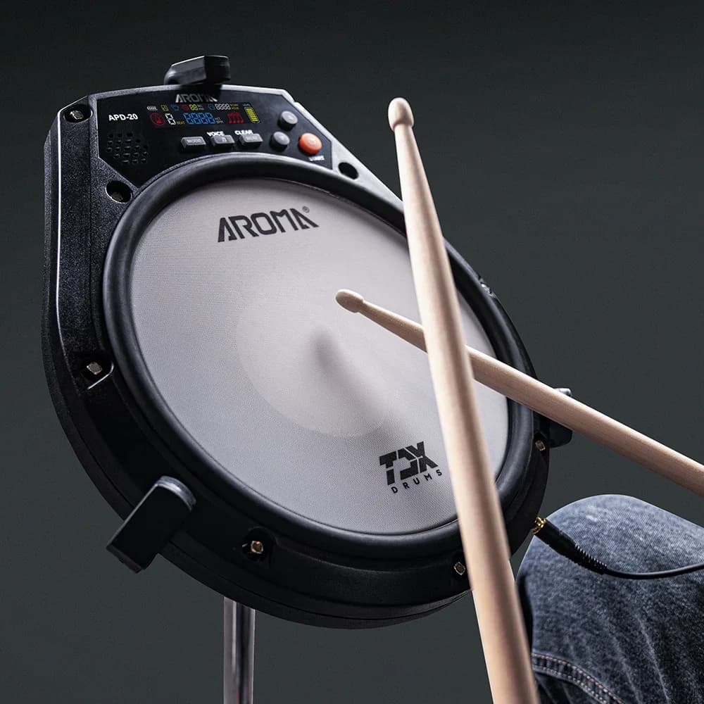 AROMA APD-20 Tamburo elettronico Tamburo muto Bordo battente Strumento a percussione Pad elettronico per batteria muto Pad per metronomo vocale