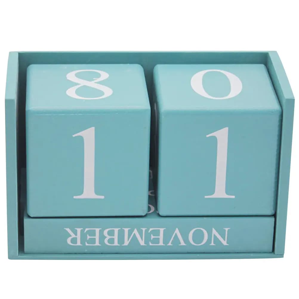 Perpetual Wooden Block Calendar Desktop Calendar for Office Home Cafe Teacher Desk Decoration Rustic Minimalist Tabletop Date
