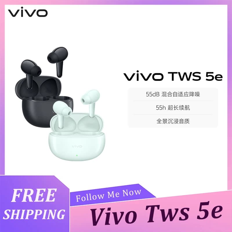 Vivo Tws 5e True Wireless Earbuds Bluetooth 55h Long Battery Life 55db Hybrid Adaptive Noise Reduction Immersive Panoramic Sound