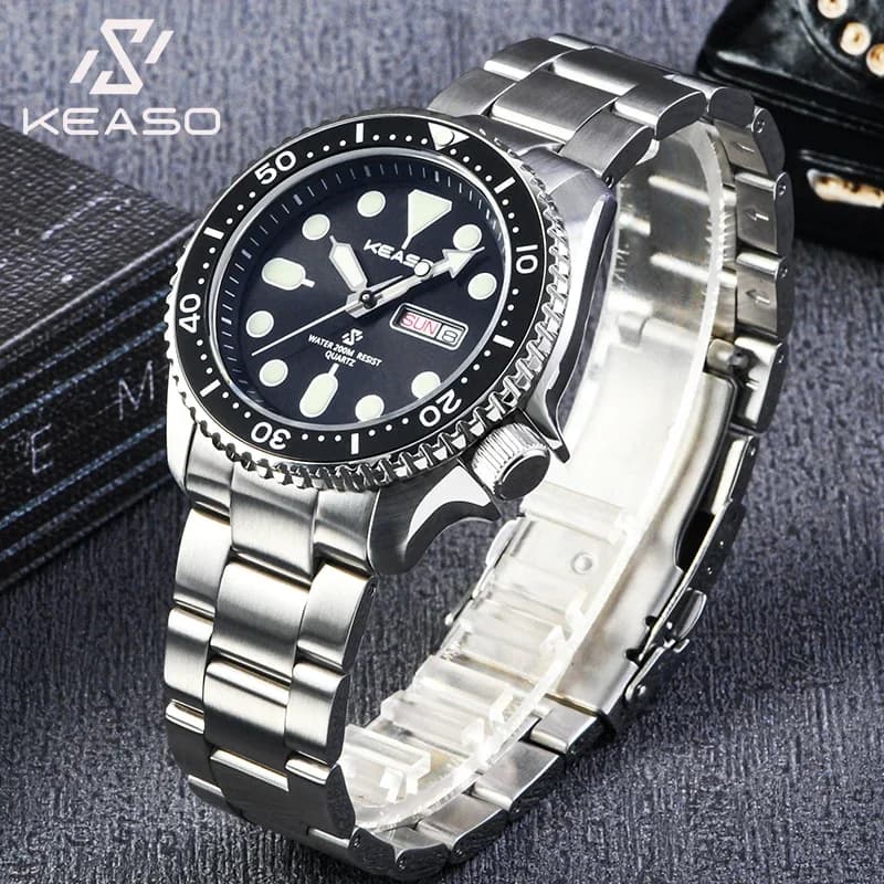 HEIMDALLR Orologio da uomo nuovo Svizzero MIYOTA 2105 Movimento al quarzo Doppio calendario Diver 200M Impermeabile C3 Orologio con zaffiro super luminoso