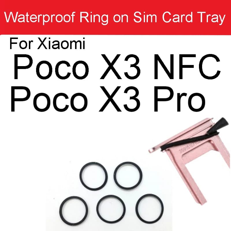 Guarnizione dell'anello di tenuta in gomma impermeabile del vassoio della carta SIM per le parti di ricambio del supporto dell'anello del cerchio di Xiaomi Mi Poco X3 NFC