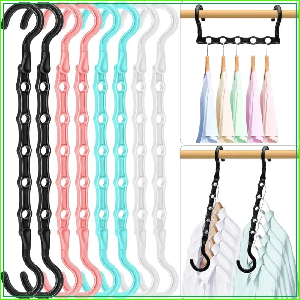 Space Saving Hangers, 8-Pack Heavy Duty for 40 Clothes, 360° Swivel Hook, Closet Organizers for Dorm Room Essentials