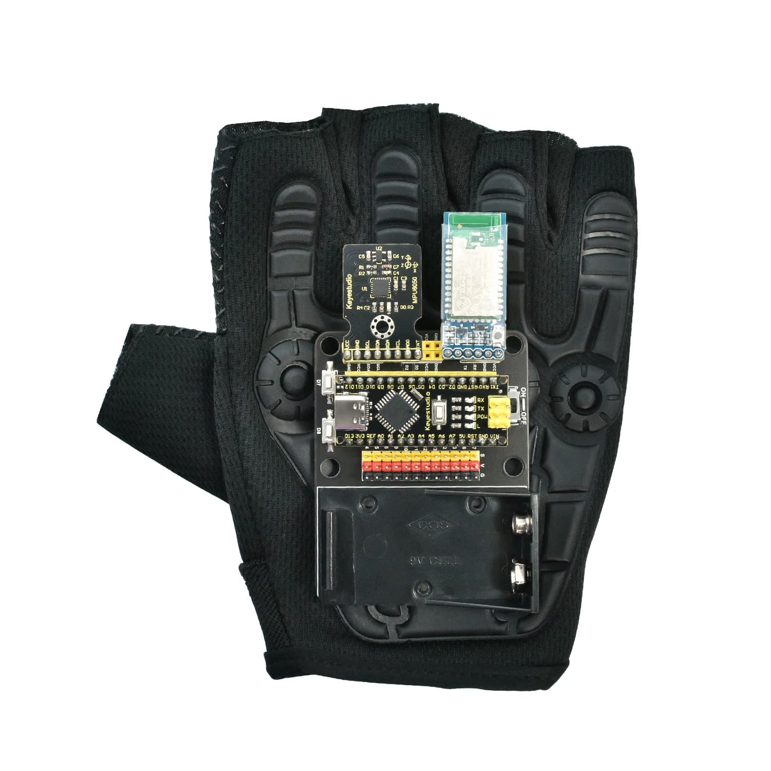 Keyestudio Guanti con rilevamento del movimento freddo Gesto Nano Control Starter Kit ForArduino Robot Car Kit Apprendimento della programmazione (Senza batteria)