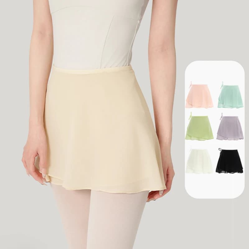 Gonna da ballo da donna Gonne corte da balletto Gonna in chiffon avvolgente con lacci Gonne da ballo per ballerina di yoga per adolescenti adulti