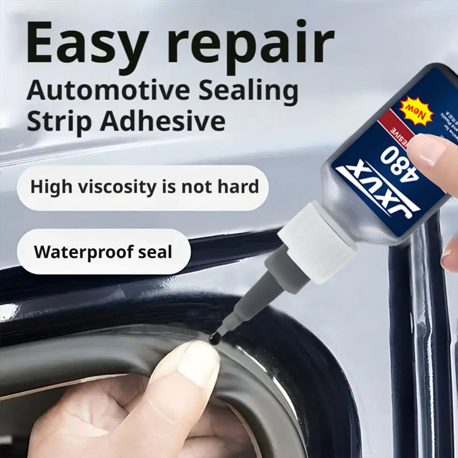 Colla super resistente Automotive 480, nera, a presa rapida, a base di cianoacrilato, densa, appositamente formulata per gomma, pelle, pneumatici e plastica. Colla liquida ad alta tenuta con erogatore di precisione.