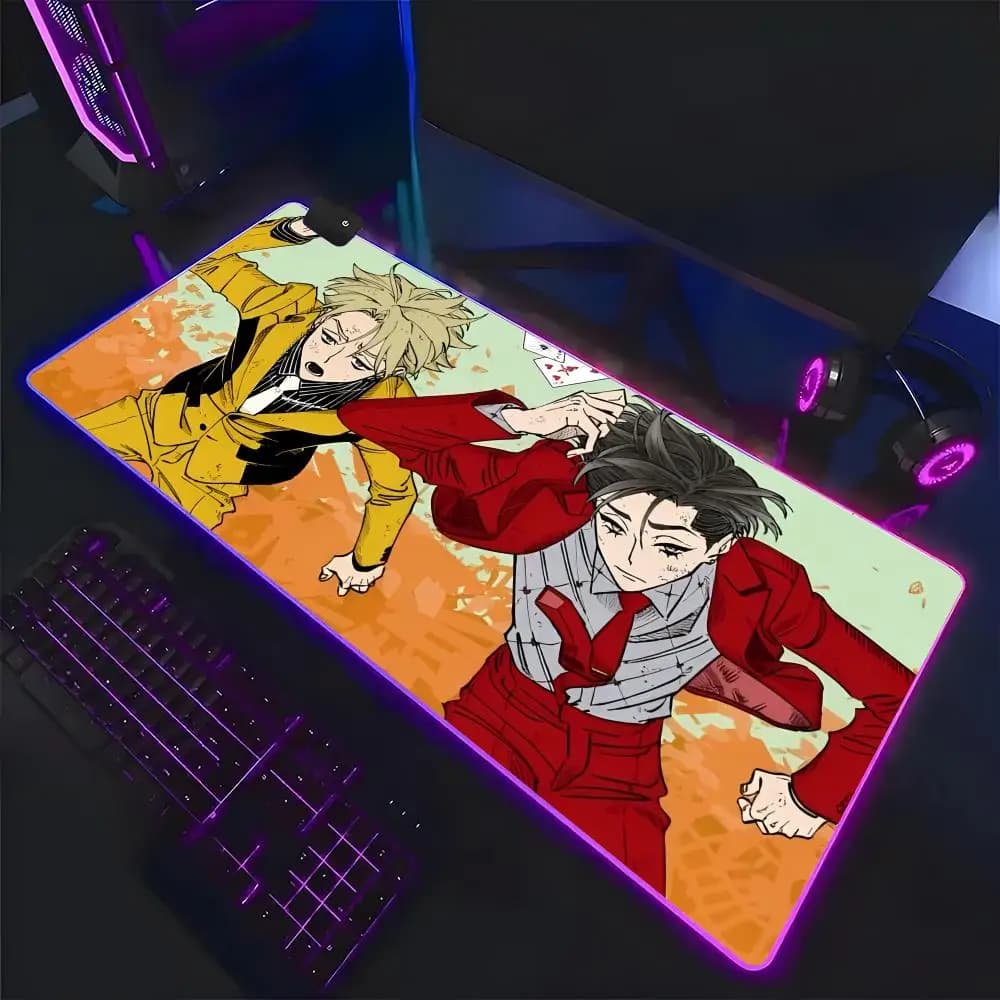 Tappetino per mouse anime H-High Card, grande, da gaming, con bordi cuciti, spesso, per tastiera e scrivania