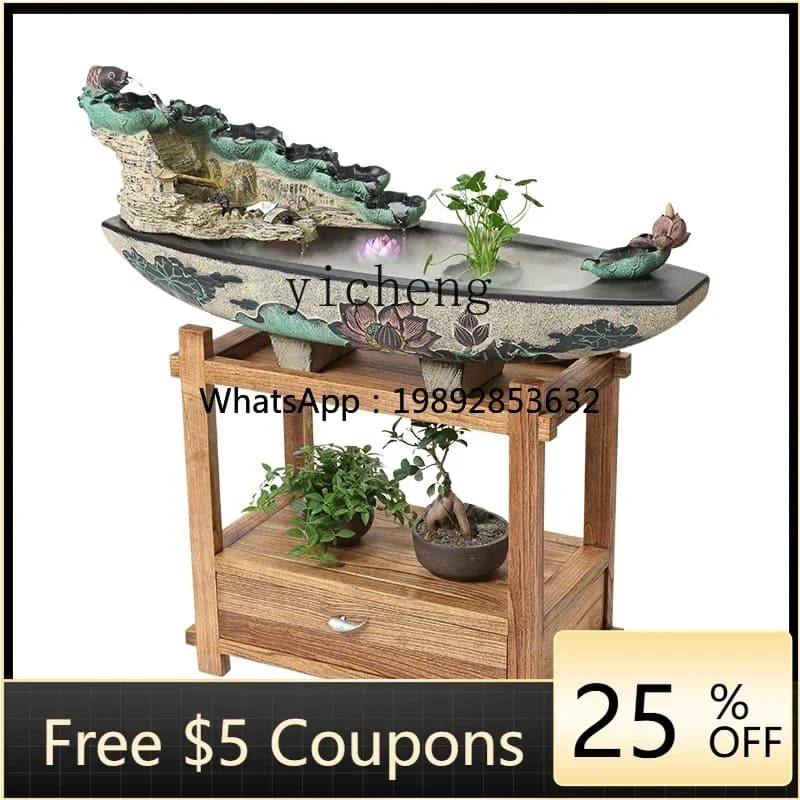 BB Lucky feng shui ruota ornamento d'acqua, soggiorno ufficio pavimento fontana roccioso acquario umidificatore