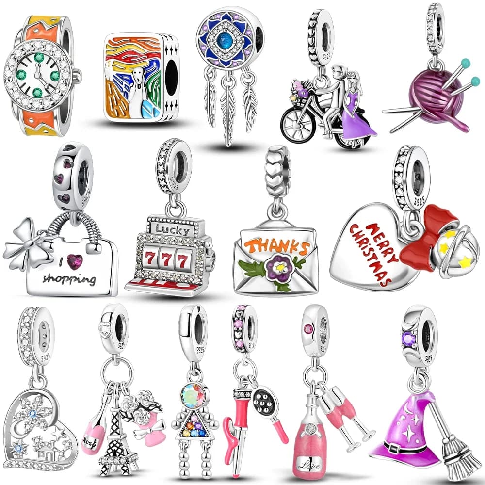 Busta originale cuore fiocco di neve orologio cappello magico 925 perline d'argento pendenti adatti braccialetto gioielli donna accessori fai da te bel regalo