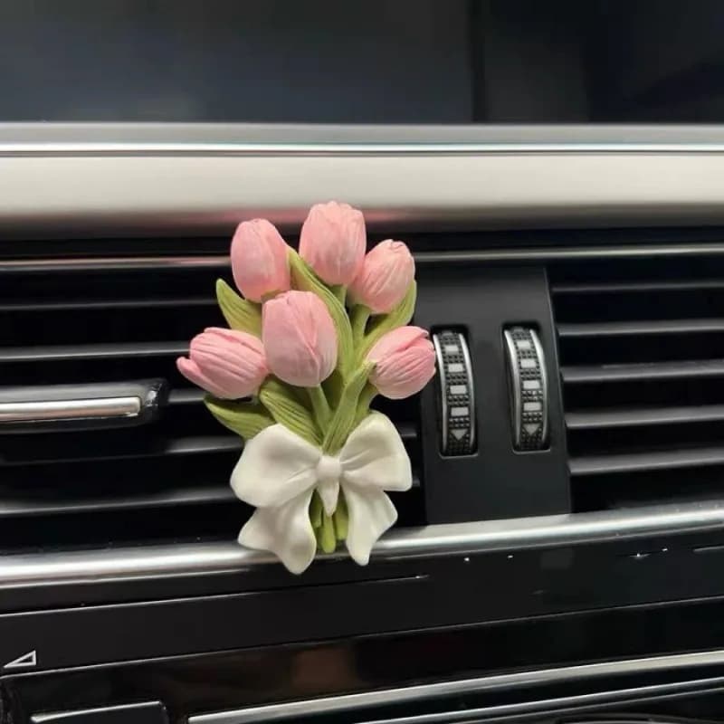 Pietra diffusore per aromaterapia per auto premium - Ornamento per decorazione interna con clip per bocchetta dell'aria di ortensia tulipano