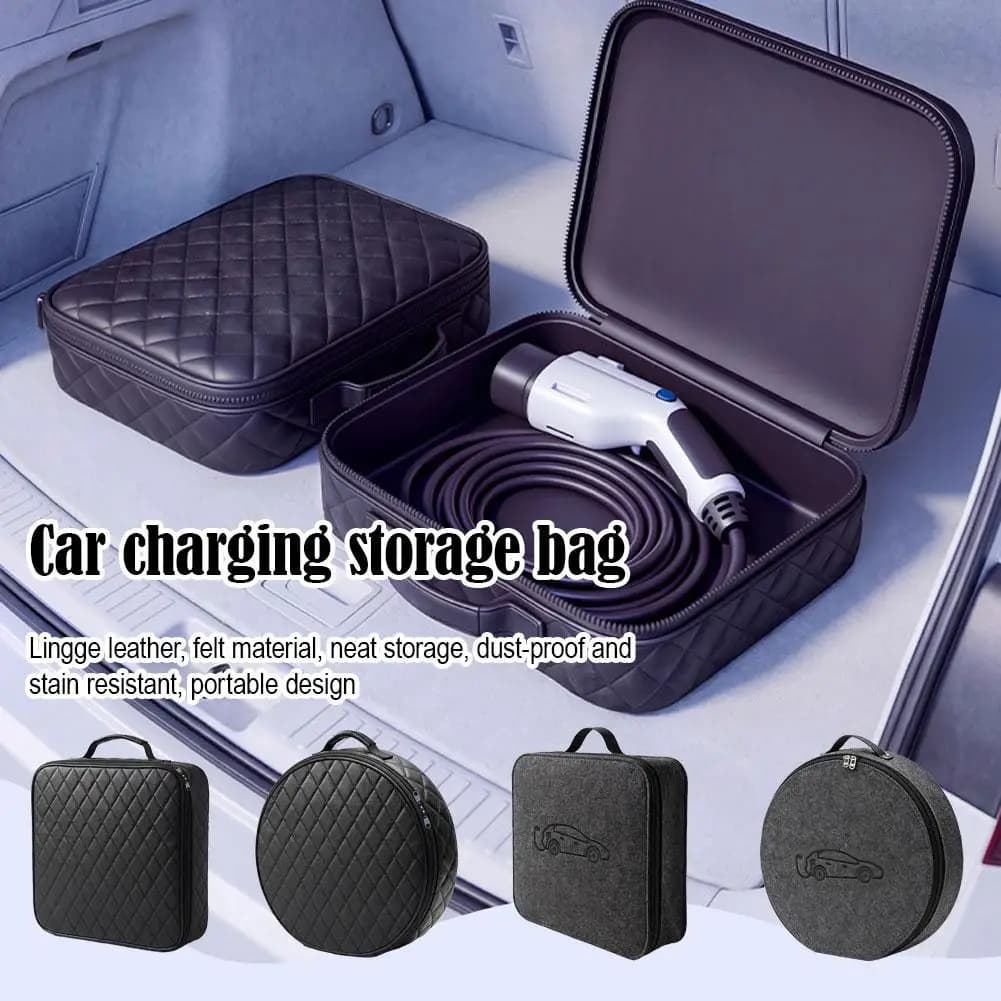 EV Car Charging Cable Storage Bag Round/Square Charging Units Bag Shockproof Anti Dust Charging Cable Carry Bag For Rechargeable